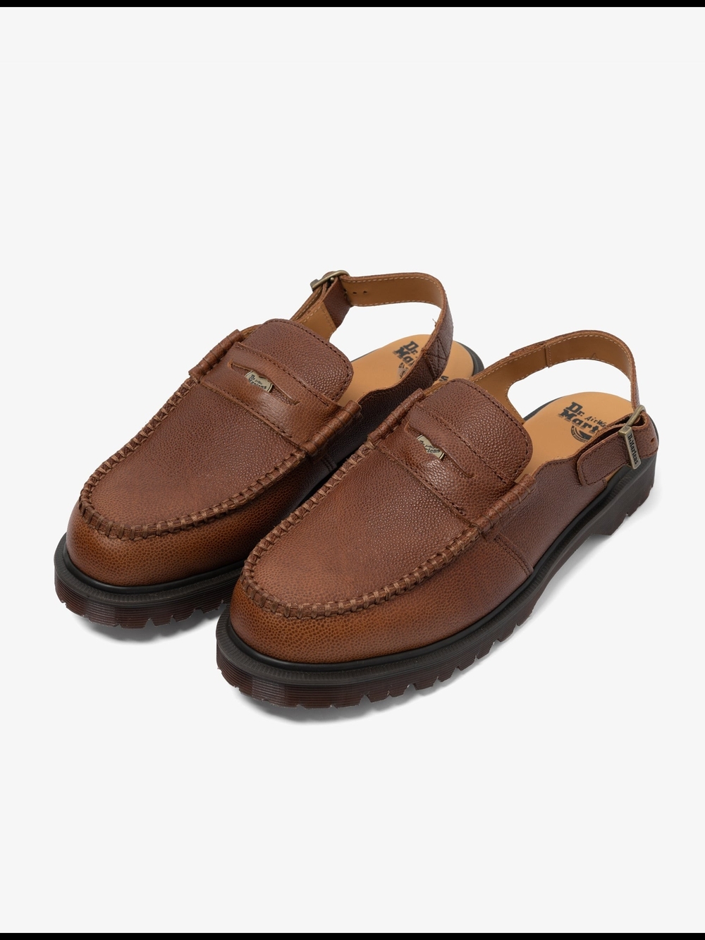 Men's Brown Leather Slingback Loafers